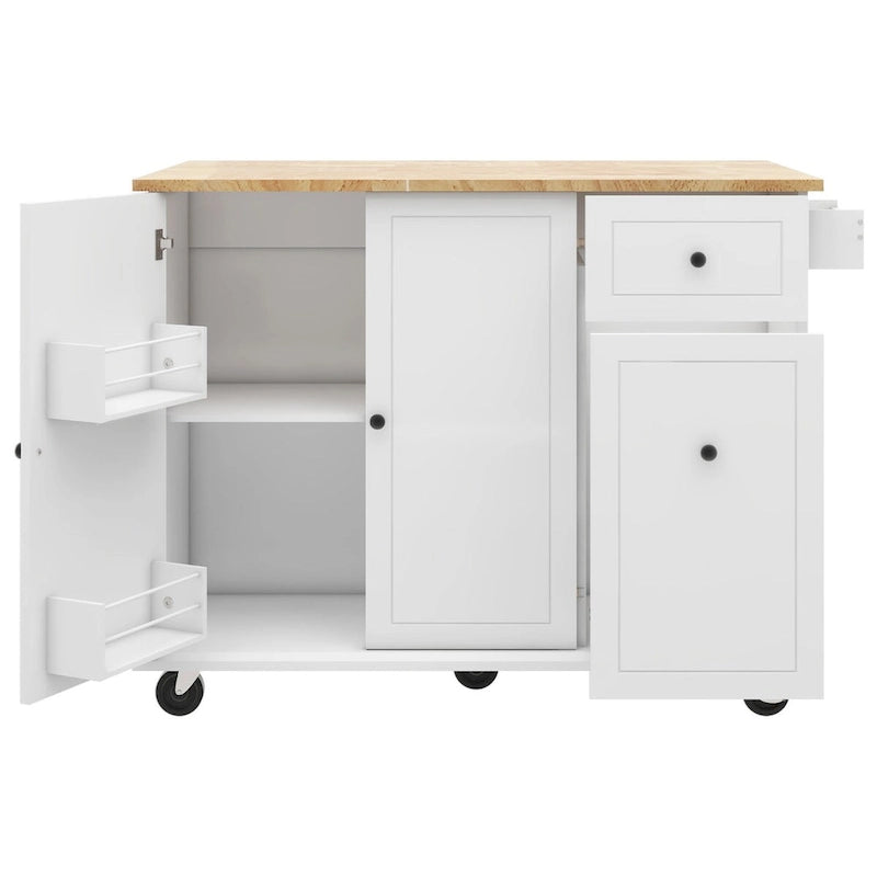 Kitchen Island with Drop Leaf,with Spice Rack, Towel Rack