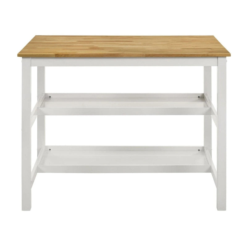 Brown and White Kitchen Island Counter Height Table