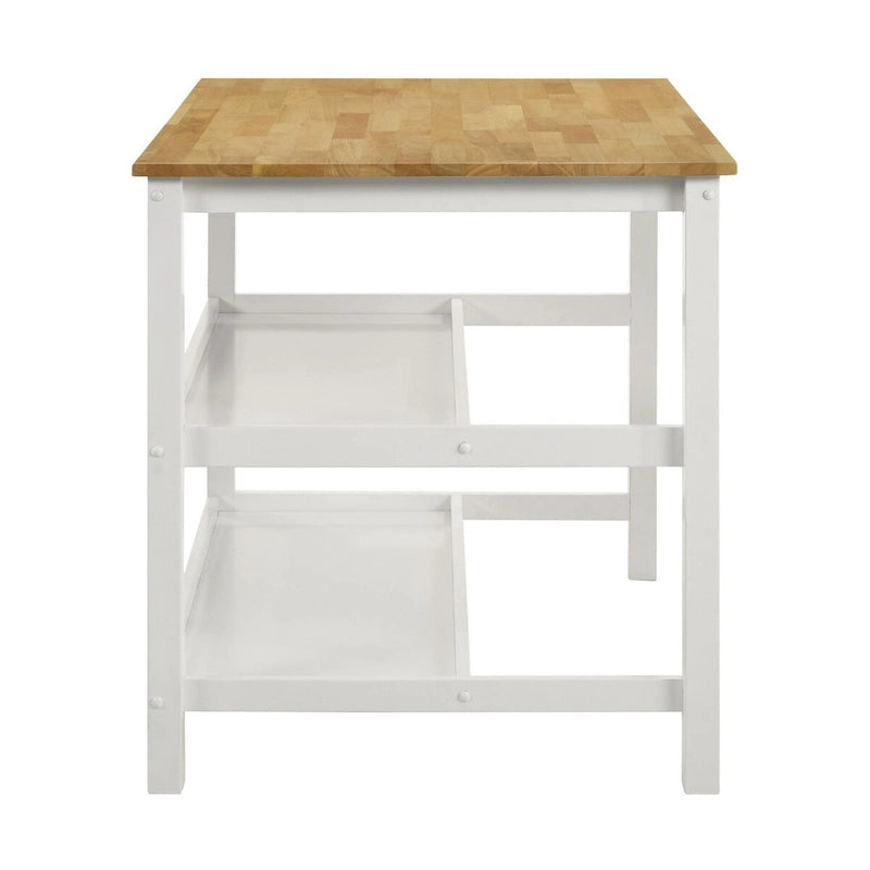 Brown and White Kitchen Island Counter Height Table