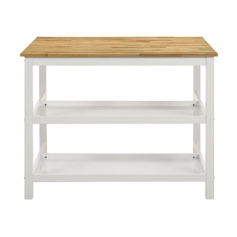 Brown and White Kitchen Island Counter Height Table