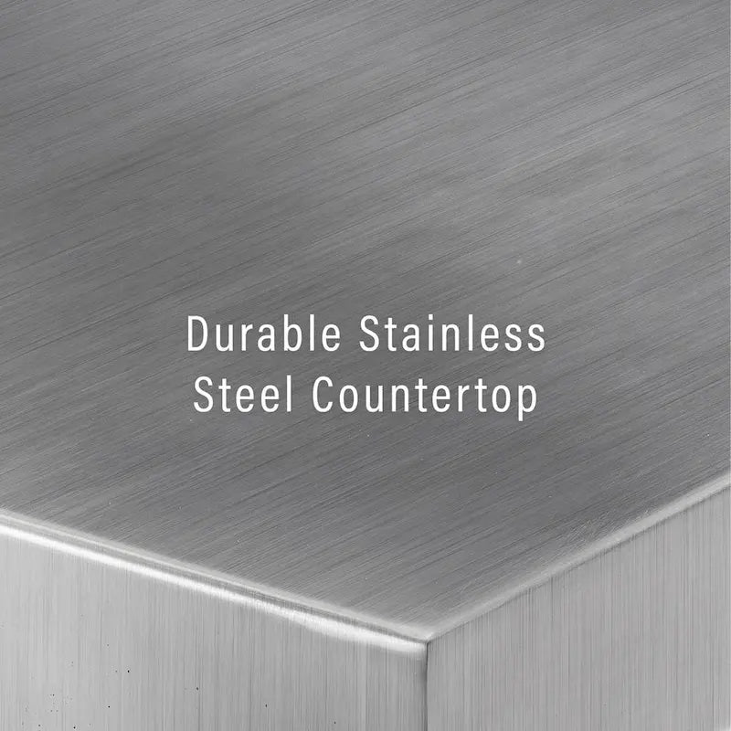 Stainless Steel Top Portable Kitchen Island, Black Finish