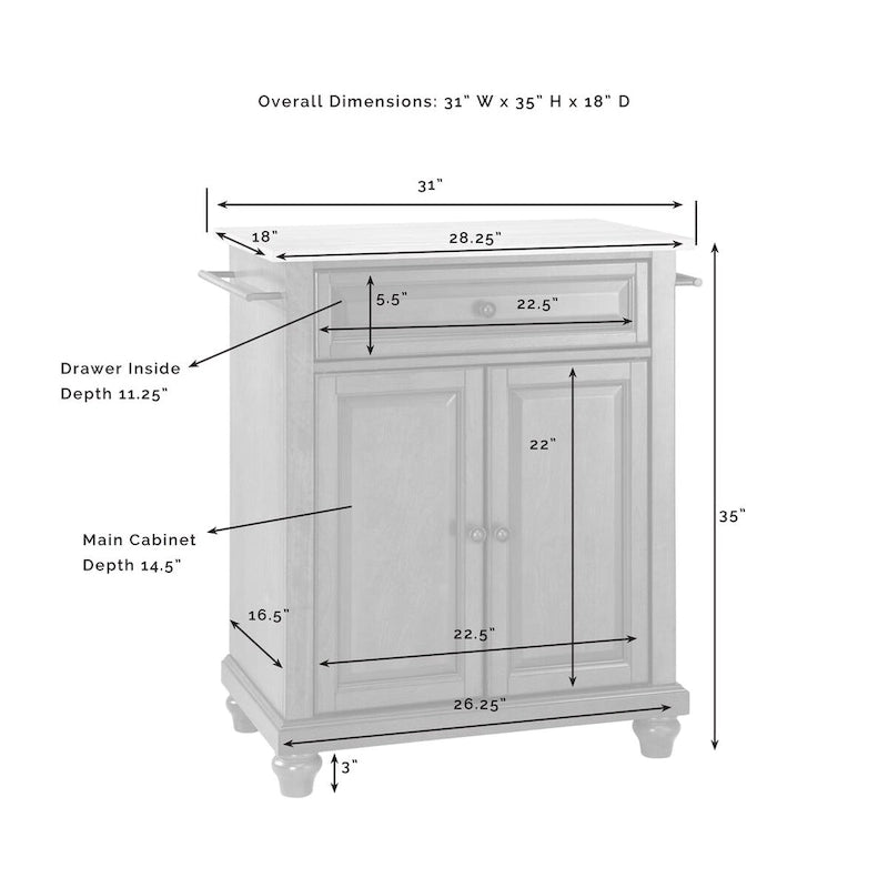 Stainless Steel Top Portable Kitchen Island, Black Finish