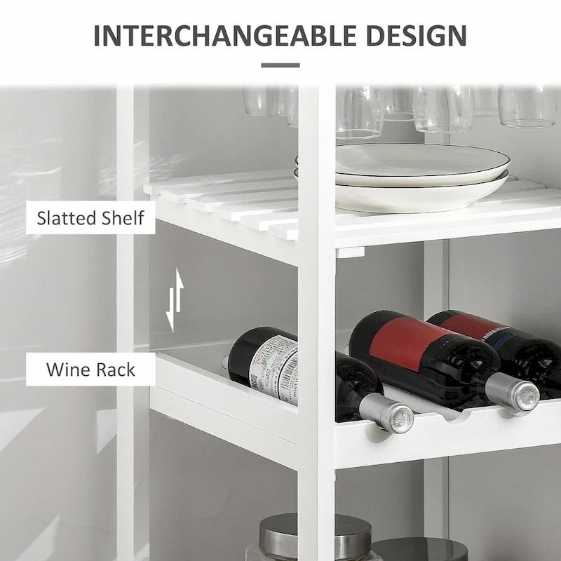 Rolling Kitchen Island with Storage, Wine Rack, Shelves, Drawer, and Cabinet