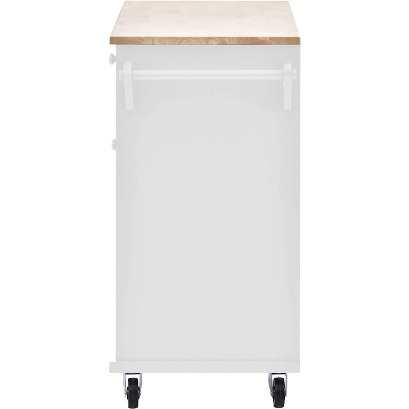 Rubberwood Kitchen Cart with Drop Leaf, Microwave storage rack, Exterior Shelves, and 2 drawers