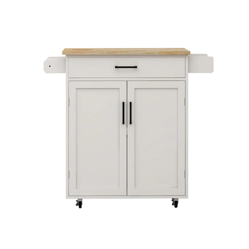 Kitchen Island Rolling Trolley Cart with Drawer, Doors, Storage Racks, Adjustable Shelves