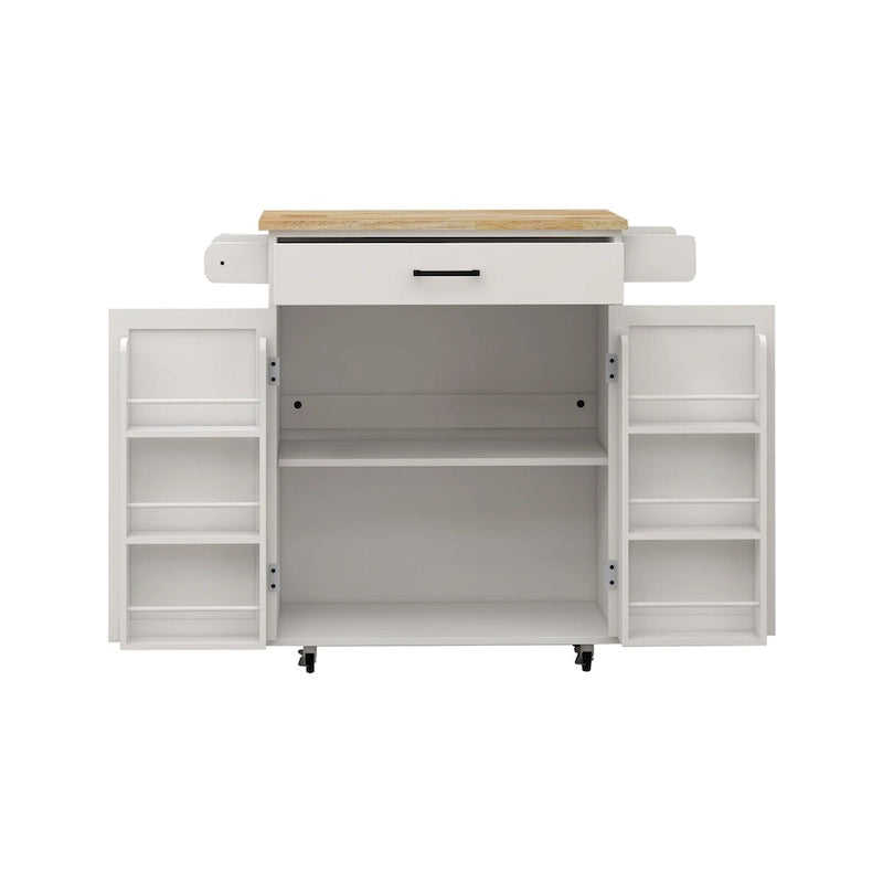 Kitchen Island Rolling Trolley Cart with Drawer, Doors, Storage Racks, Adjustable Shelves