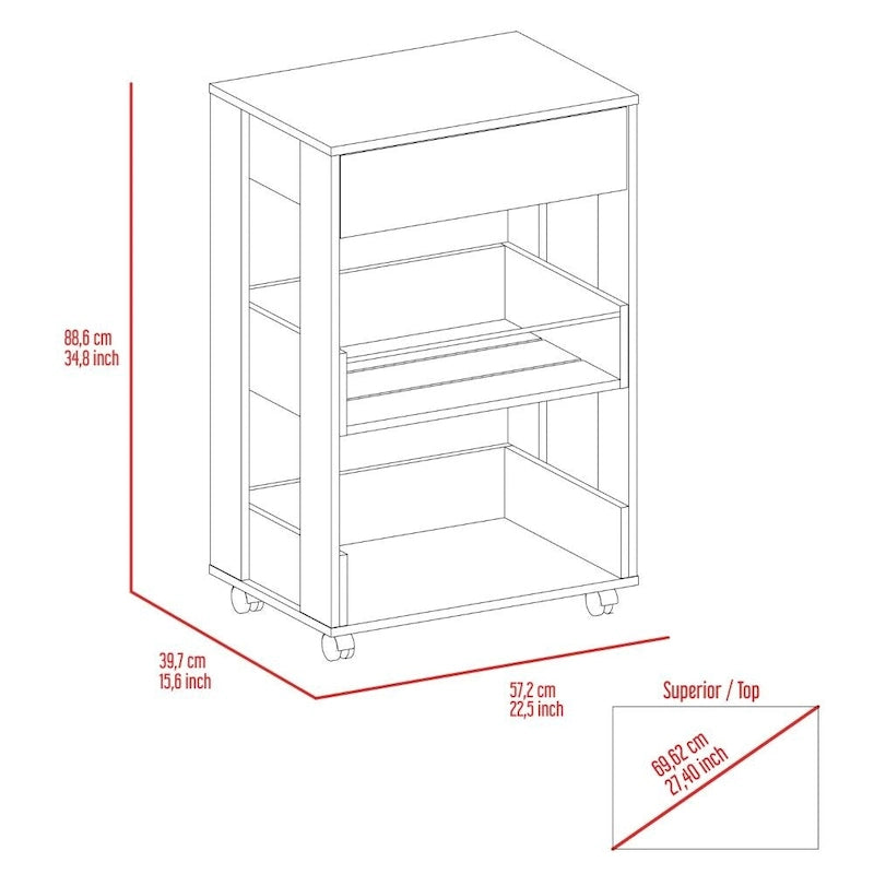 2-Tier Shelf and Drawer Kitchen Cart