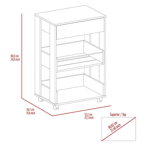 2-Tier Shelf and Drawer Kitchen Cart