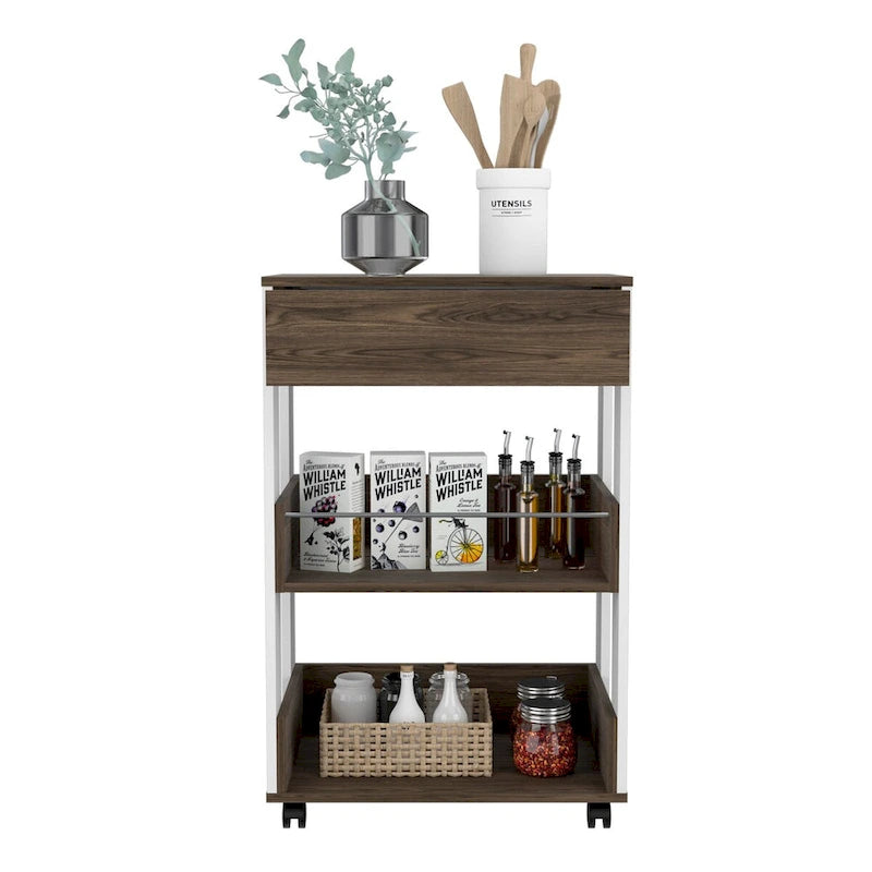 2-Tier Shelf and Drawer Kitchen Cart